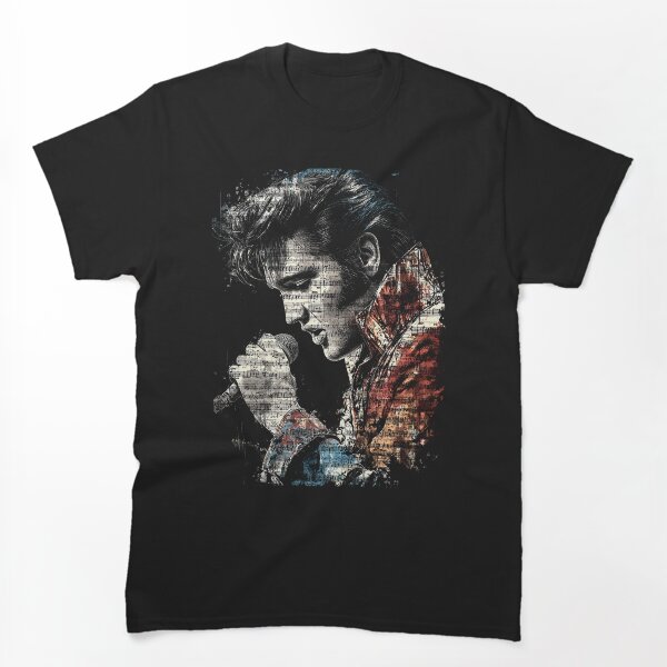 Aperçu de l'œuvre Elvis Presley, Roi du Rock 'n' Roll, Jailhouse Rock, Hound Dog, Chaussures en daim bleu, Combinaison Vegas, Comeback Special 68, Aloha Hawaii, Fan Art, Affiche, T-shirt, Autocollant, Cadeau créée et vendue par Senpaiwaves.