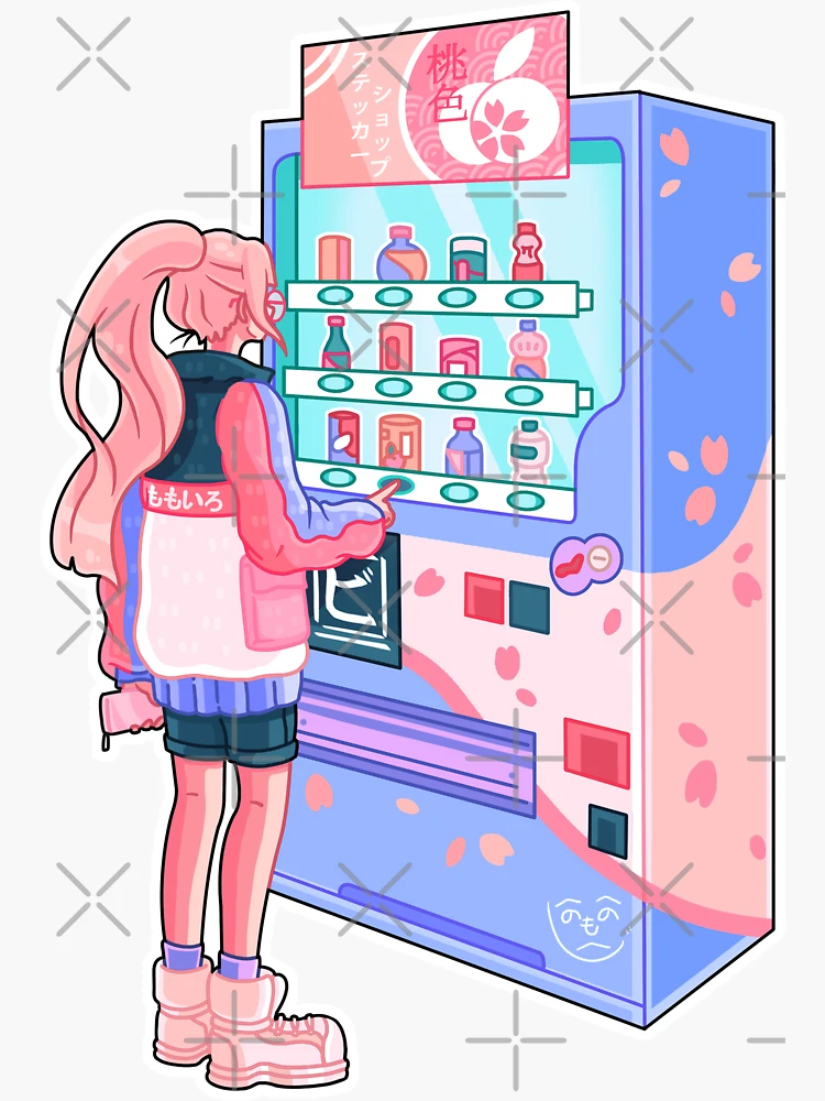 Imagen 3 de 3, Pegatina con la obra Perdido en Japón Peach Girl III, diseñada y vendida por ViwitchedArt.