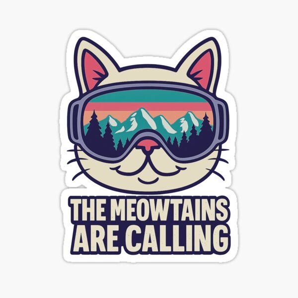 Aperçu de l'œuvre Chat snowboardeur rigolo : Les Miaoustains vous appellent créée et vendue par legendaryskins.