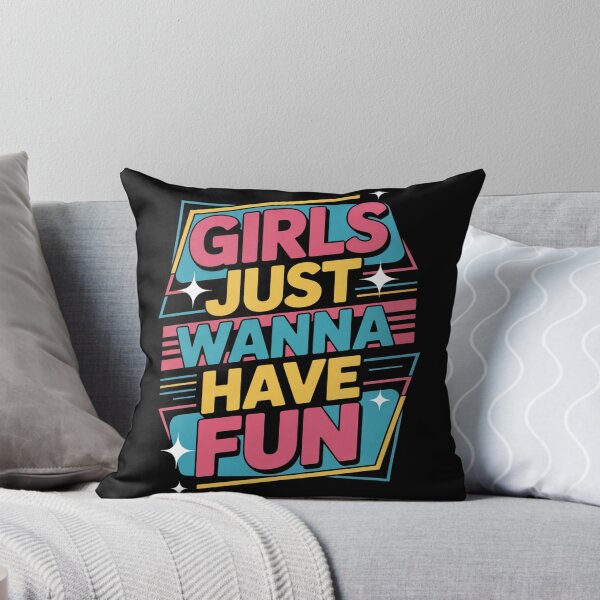 Item preview, Girls Just Wanna Have Fun Bold Retro Typography Quote designed and sold by flagylART.