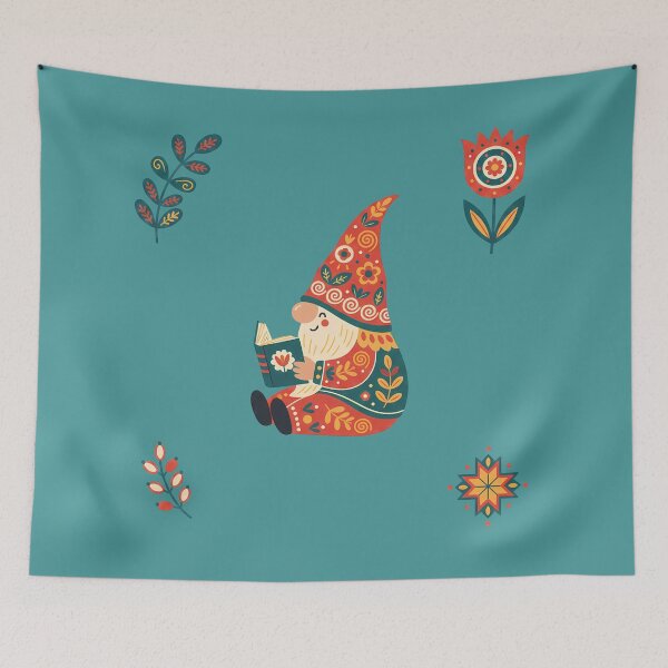 Item preview, Reading Gnome – Scandinavian Folk Art by heidiannemorris © designed and sold by FOLK ART FUSION.