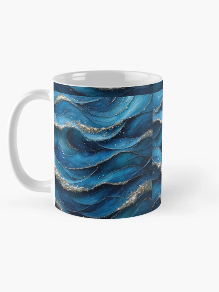 Thumbnail 5 of 6, Coffee Mug, Vivid Blue Ocean Waves designed and sold by InezPhotography.