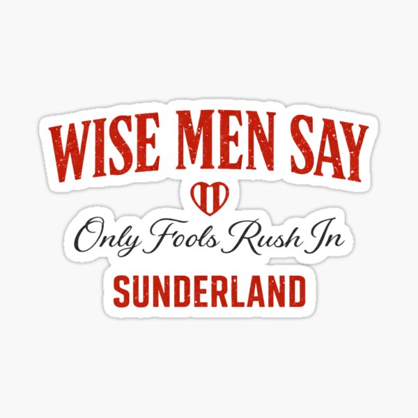 Artikelvorschau, Wise Men Say Sunderland Liedtext - Retro Black Cats Herz Fan-Art entworfen und verkauft von Final Whistle Art.