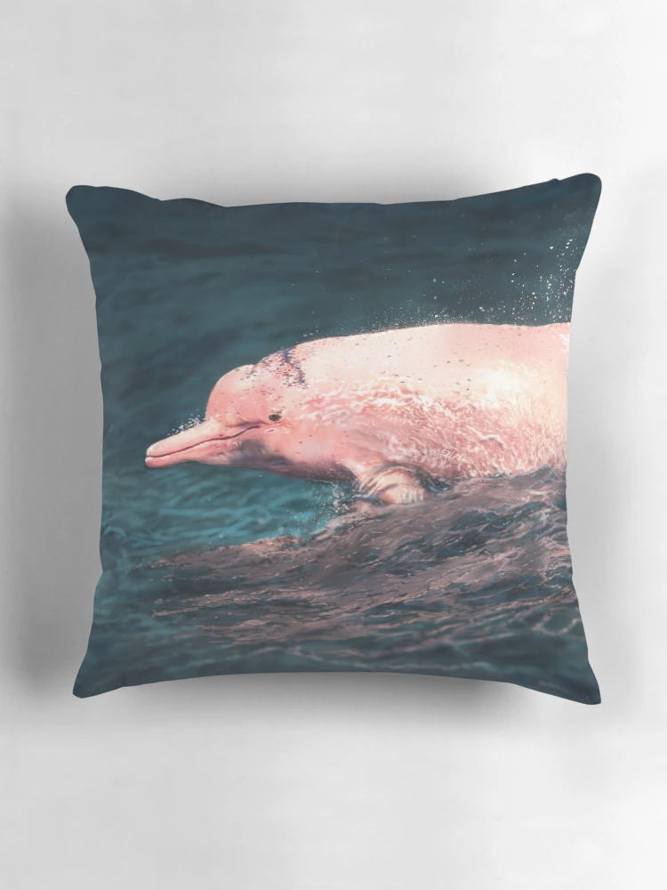 Thumbnail 3 of 4, Pillow, Pink dolphin designed and sold by alandodrawing.