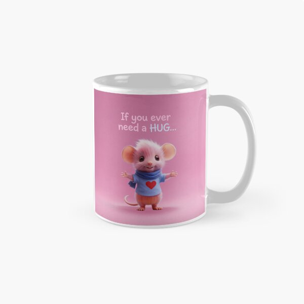 Aperçu de l'œuvre Mug rose câlin souris créée et vendue par PuppyBerry.