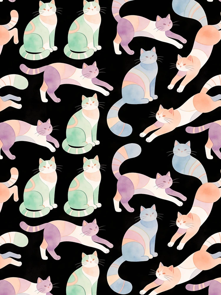 Thumbnail 4 of 4, iPhone Case, Colorful Cats on Black Background designed and sold by Andy Gambino Art.