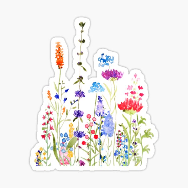 Aperçu de l'œuvre aquarelle de fleurs sauvages colorées peintes à la main créée et vendue par SelenePaintings .