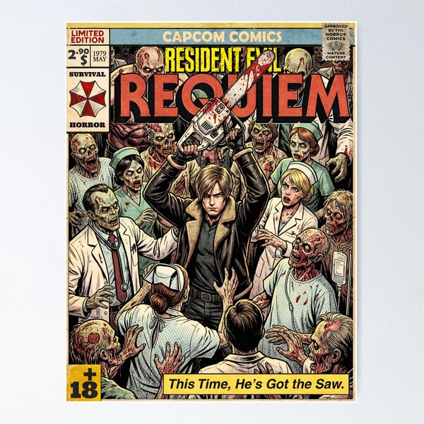 Aperçu de l'œuvre Illustration de couverture vintage de Resident Evil 9 Requiem Leon créée et vendue par Back2Collage.