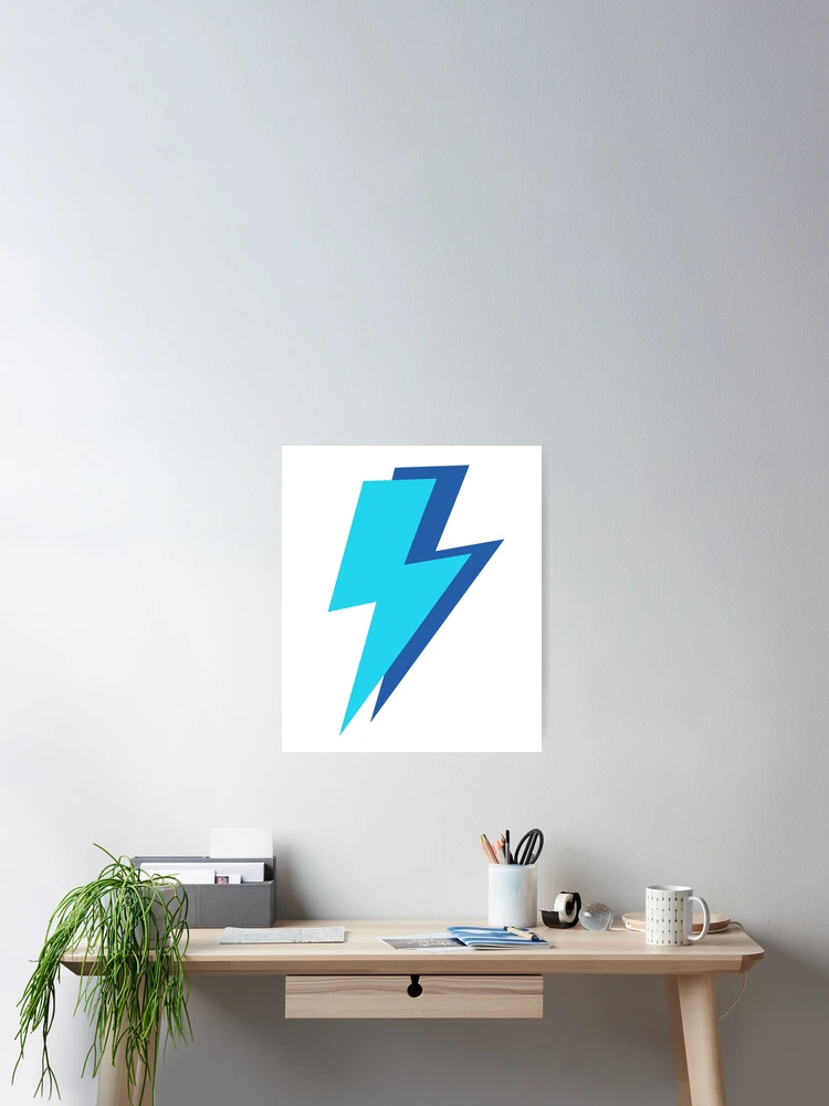 Thumbnail 2 of 3, Poster, Blue Lightning Bolts designed and sold by OneThreeSix.
