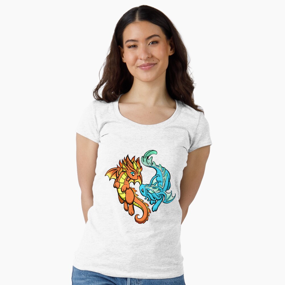 Vista previa del artículo con la obra «Camiseta entallada de cuello ancho», diseñado y vendido por Dragons and Beasties.
