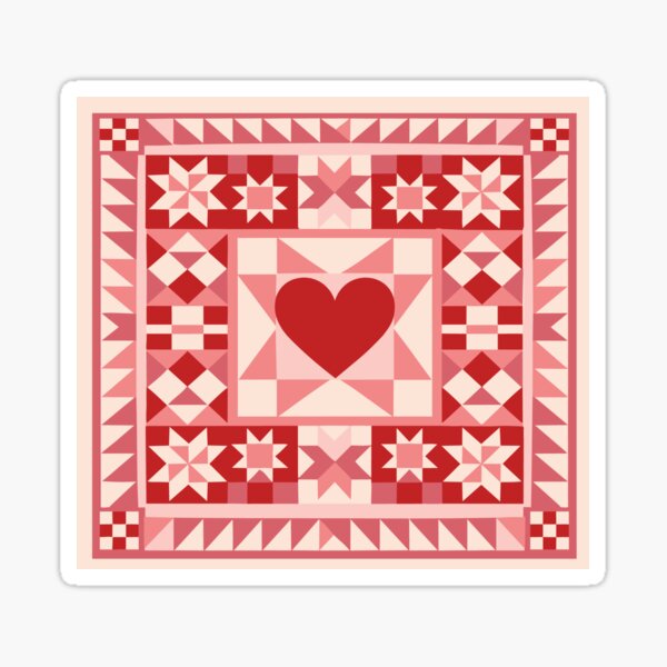 Item preview, Bloque de edredón de corazón: patrón de patchwork geométrico de San Valentín designed and sold by Loving Nature Gifts.
