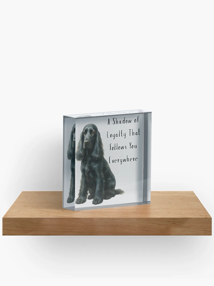 Aperçu 2 sur 5. Bloc acrylique avec l'œuvre Cocker spaniel noir Loyal créée et vendue par MoonMonkeyNbear.