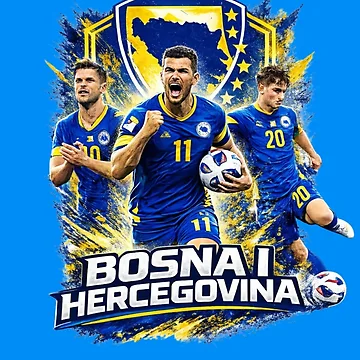 Imagen de la obra Bosna i Hercegovina Soccer Shirt – BiH Football Fan Art – 2026 World Cup Design de ArminGreen
