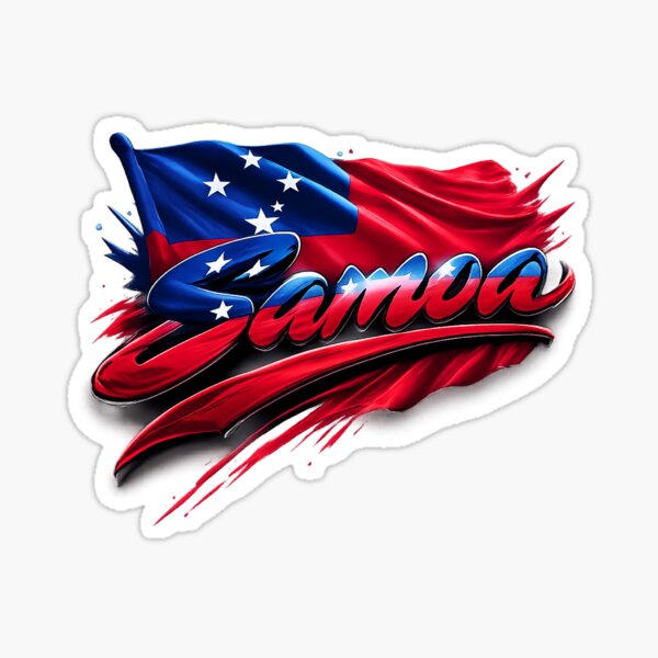 Aperçu de l'œuvre ✅ Titre SEO : Design du drapeau samoan flottant – Fierté samoane, graphisme patriotique créée et vendue par GarnerSupplyCo.