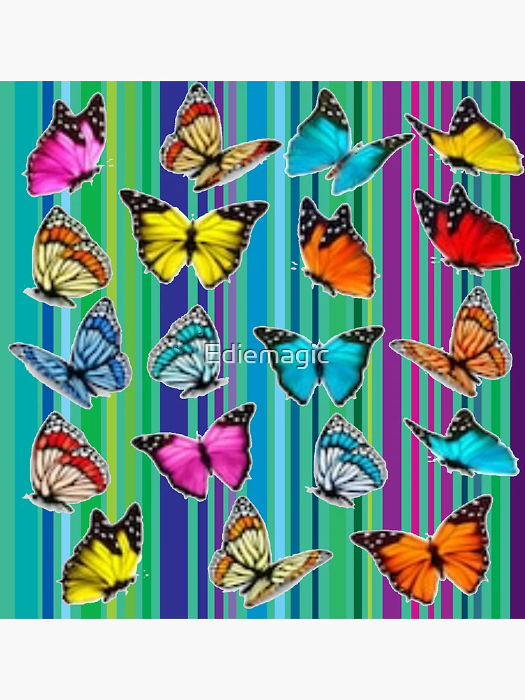 Thumbnail 3 of 3, Sticker, Ediemagic Butterflies & Stripes designed and sold by Ediemagic.