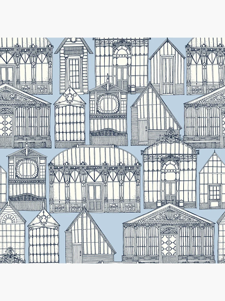 Thumbnail 3 of 3, Sticker, Victorian greenhouses navy designed and sold by scrummy.