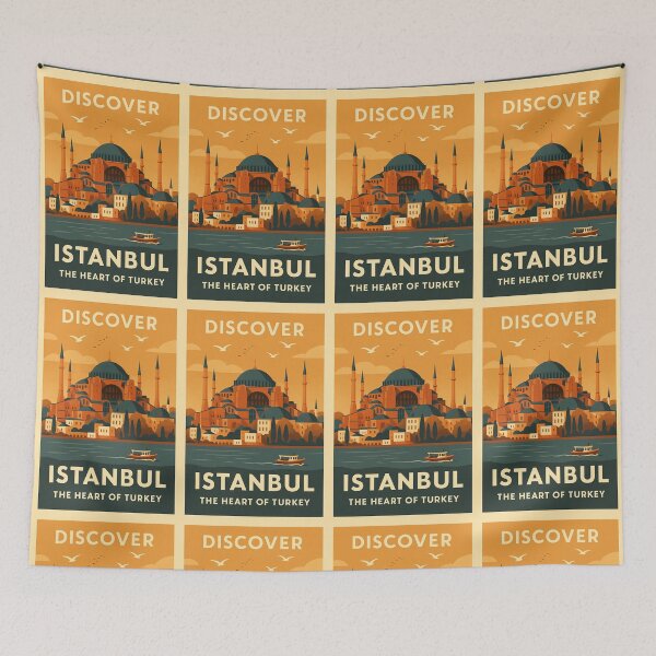 Aperçu de l'œuvre Discover Istanbul – The Heart of Turkey (Vintage Skyline Poster) créée et vendue par best-2025.