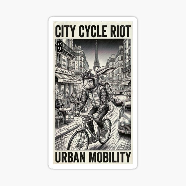 Aperçu de l'œuvre Émeute cycliste urbaine Mobilité urbaine créée et vendue par Knkd3100.
