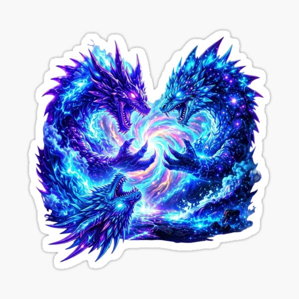 Aperçu de l'œuvre Dragons Monstres Néon Cosmiques créée et vendue par Nika Art Studio.