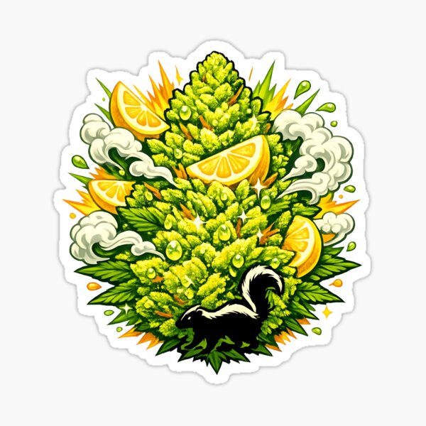 Aperçu de l'œuvre Affiche artistique psychédélique Lemon Skunk | Poster rétro années 70 | Décoration murale cannabis 420 créée et vendue par WAUZ.