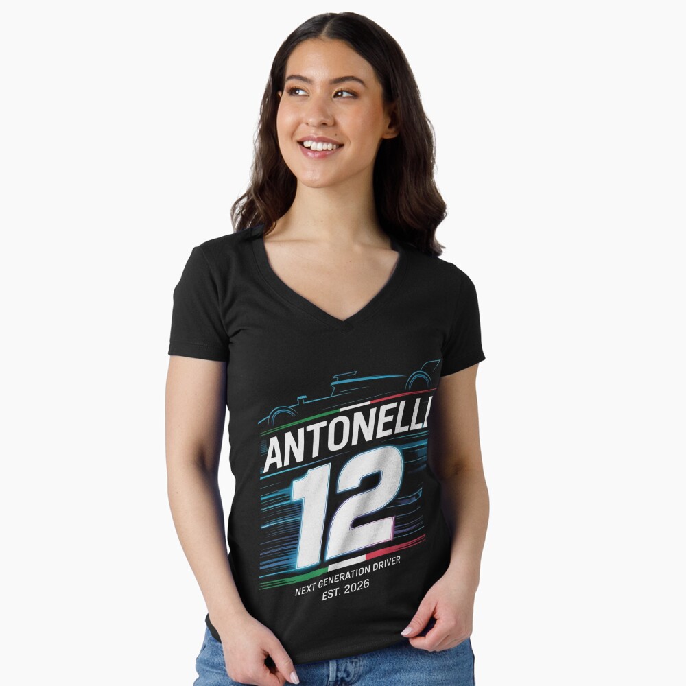Vista previa del artículo con la obra «Camiseta entallada de cuello en V», diseñado y vendido por Orbit Ink.