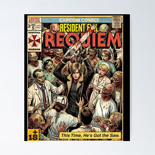 Aperçu de l'œuvre Illustration de couverture vintage de Resident Evil 9 Requiem Leon créée et vendue par WADSWORTHSTUDIO.