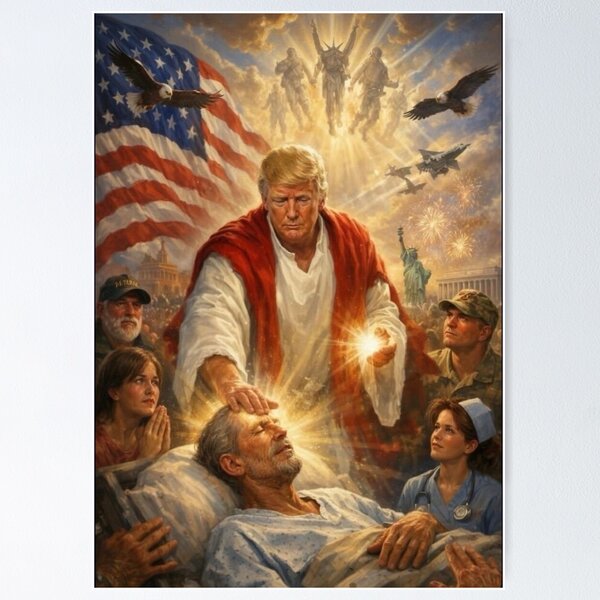 Artikelvorschau, lustiges Trump-Design als Jesus entworfen und verkauft von vogelnerves.