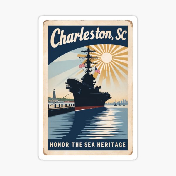 Artikelvorschau, USS Yorktown Charleston Aufkleber Vintage Reisedesign entworfen und verkauft von bobparduephoto.