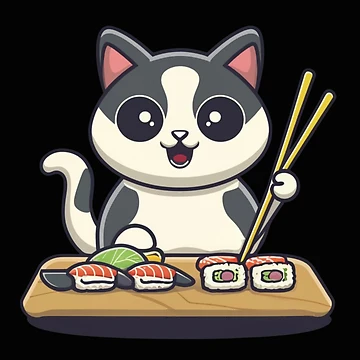 Artwork thumbnail, Sushi Chef Cat – Cute Sushi Design by kestey