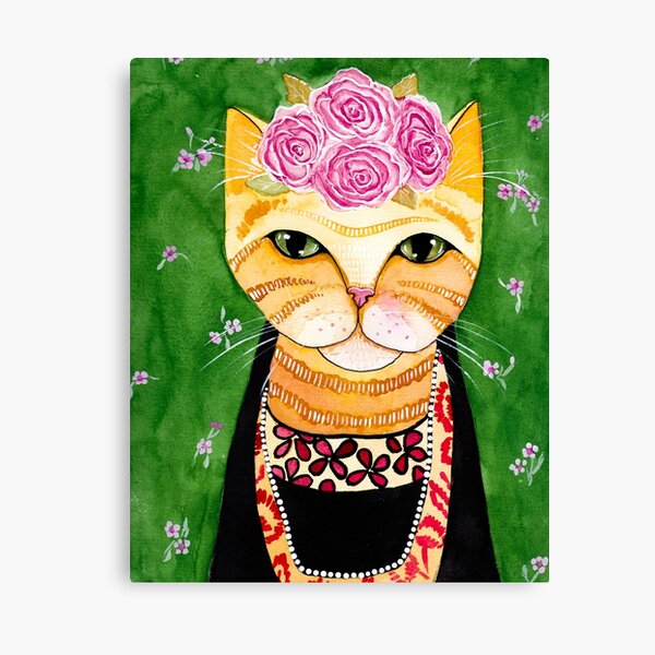 Item preview, Gato pelirrojo con flores rosas en la cabeza designed and sold by KilkennyCat Art.