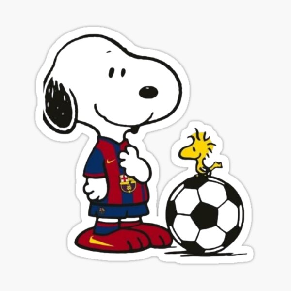 Artikelvorschau, Snoopy- und Fußballaufkleber entworfen und verkauft von BismArtStudio.