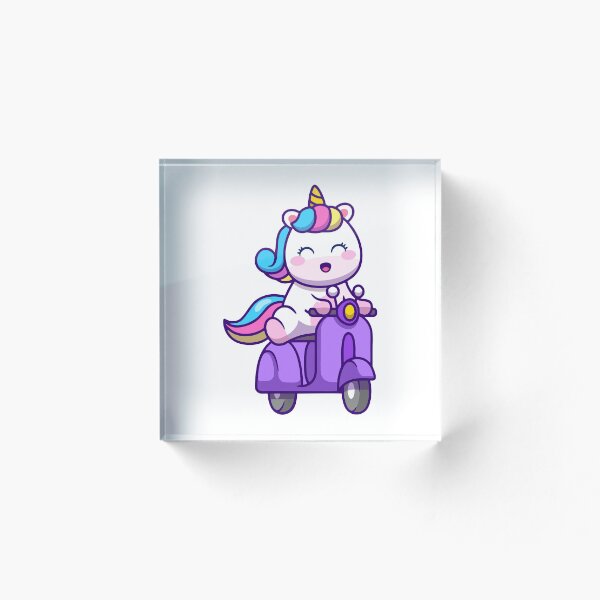 Artikelvorschau, Niedliches Einhorn auf lila Roller entworfen und verkauft von zchikar.