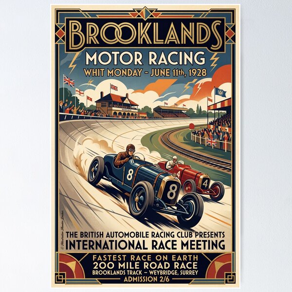 Item preview, Carreras de autos en Brooklands Motor Racing 1928 designed and sold by Theodor Decker.