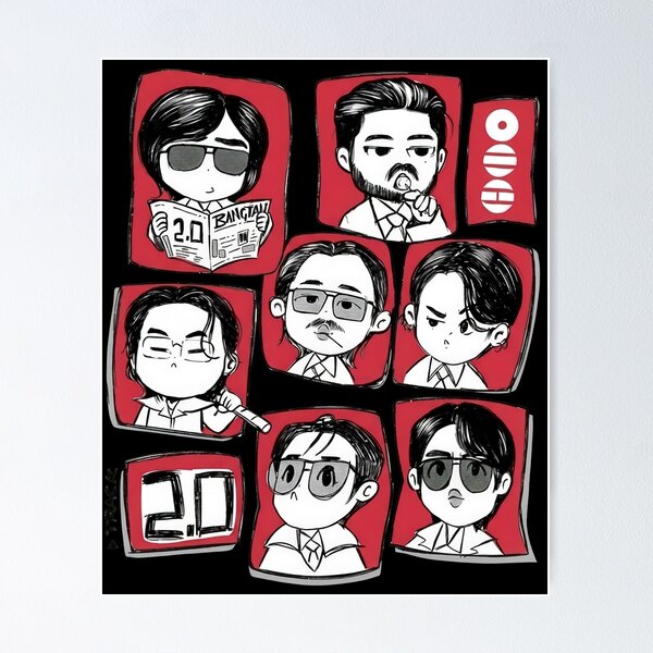 Aperçu de l'œuvre T-shirt BTS 2.0 Arirang, BTS Tour 2026, motif mignon du groupe créée et vendue par ArtDemoster.