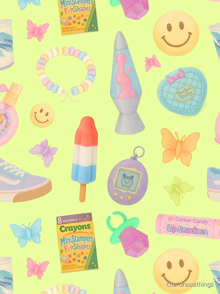 Thumbnail 4 of 4, iPhone Case, Retro 90s Childhood Throwback Pattern designed and sold by cherdrawsthings.