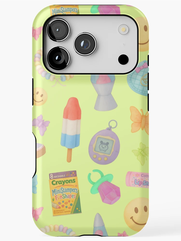 Thumbnail 1 of 4, iPhone Case, Retro 90s Childhood Throwback Pattern designed and sold by cherdrawsthings.