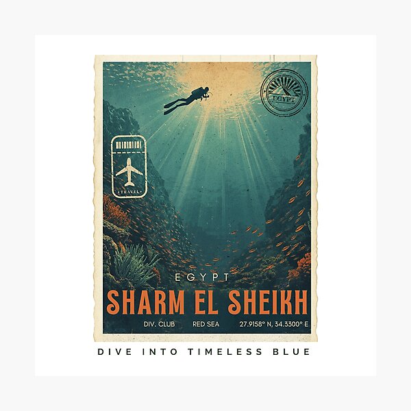 Aperçu de l'œuvre Charm el-Cheikh, Égypte, Affiche vintage de la mer Rouge créée et vendue par KaBaRen.