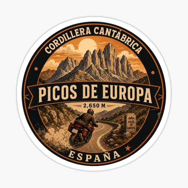 Item preview, Camiseta con pegatina de moto Picos de Europa España 03 designed and sold by OuterShellUK.