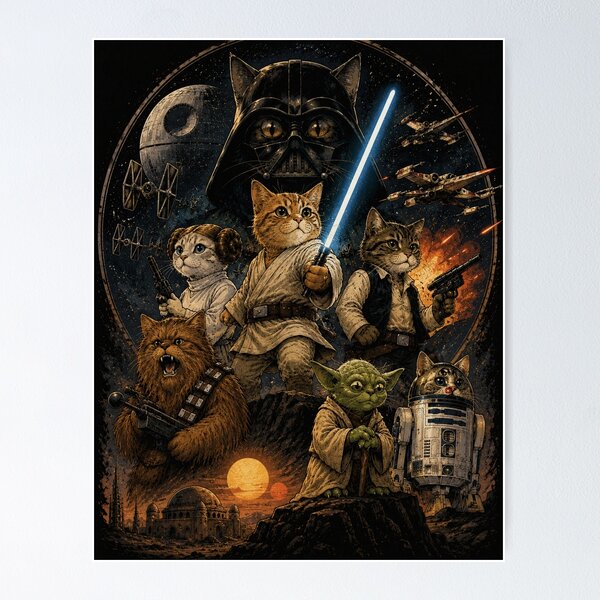 Artikelvorschau, Cat Wars entworfen und verkauft von CatflixNChill.