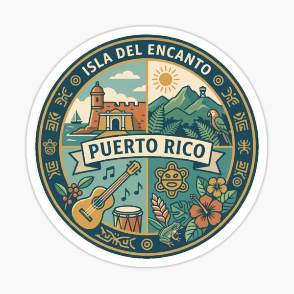 Item preview, Ilustración de la cultura puertorriqueña Insignia de arte de viaje designed and sold by KrisSidDesigns.