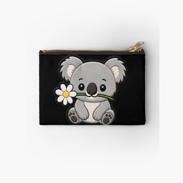 Artikelvorschau, Niedlicher Koala mit Blume – Stickaufnäher entworfen und verkauft von ColorSplash123.