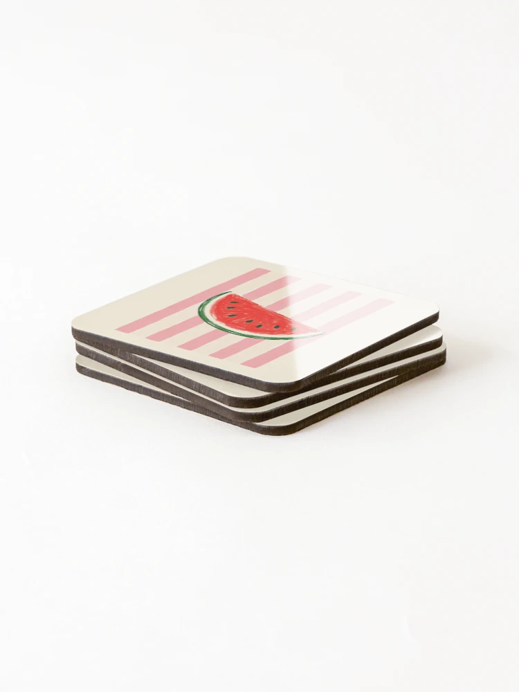 Thumbnail 4 of 5, Coasters (Set of 4), Retro Watermelon Slice Illustration designed and sold by olosra.