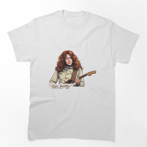 Aperçu de l'œuvre Rory Gallagher Passionate Blues Guitarist Portrait Sticker créée et vendue par topprinting.