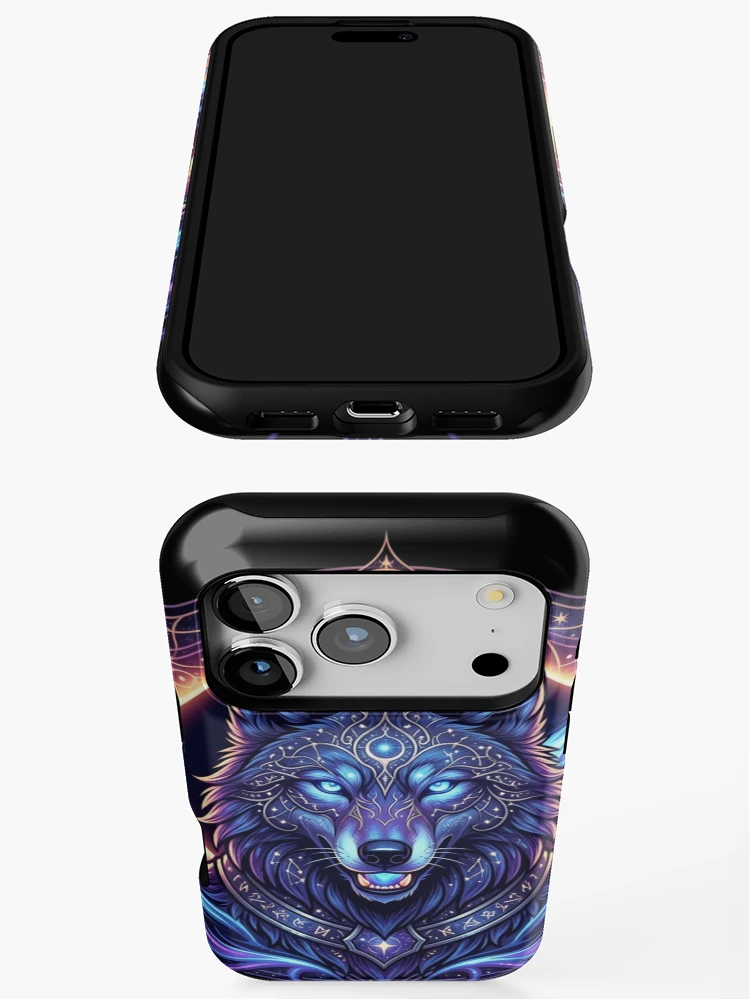 Imagen 3 de 4, Funda de iPhone con la obra antiguo lobo cósmico, diseñada y vendida por Stickersdevelop.
