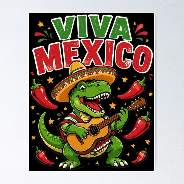 Artikelvorschau, Viva Mexico Boy, mexikanischer Dinosaurier, Unabhängigkeitstag entworfen und verkauft von OlakunleOloroz.