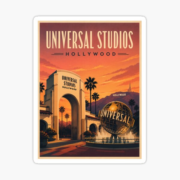 Item preview, Diseño de viaje retro al atardecer de Universal Studios Hollywood designed and sold by Eclipse 3699.