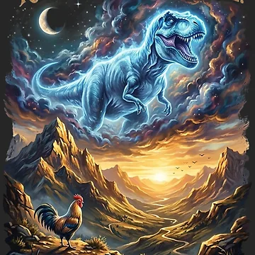 Imagen de la obra Camiseta de la evolución del pollo T-Rex | Camiseta gráfica "Recuerda quién eres" | Regalo científico divertido para amantes de la paleontología de Simo-Designs