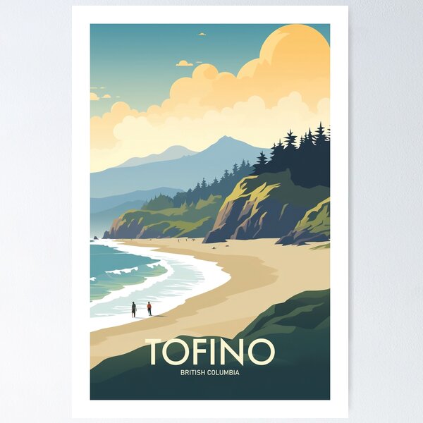 Item preview, Paisaje costero de la costa de Tofino Beach, arte de viajes designed and sold by MarkedArtPrints.