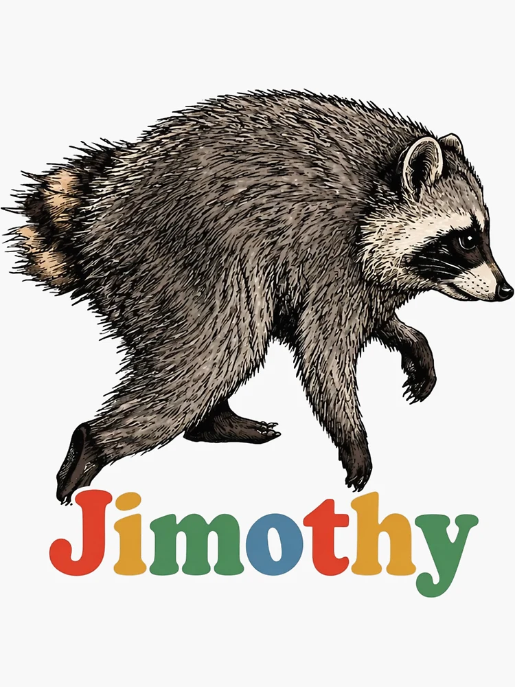 Imagen 3 de 3, Pegatina con la obra Jimothy, el mapache viral, un divertido panda de la basura salvaje, amante de los animales retro., diseñada y vendida por RafaelScherer.