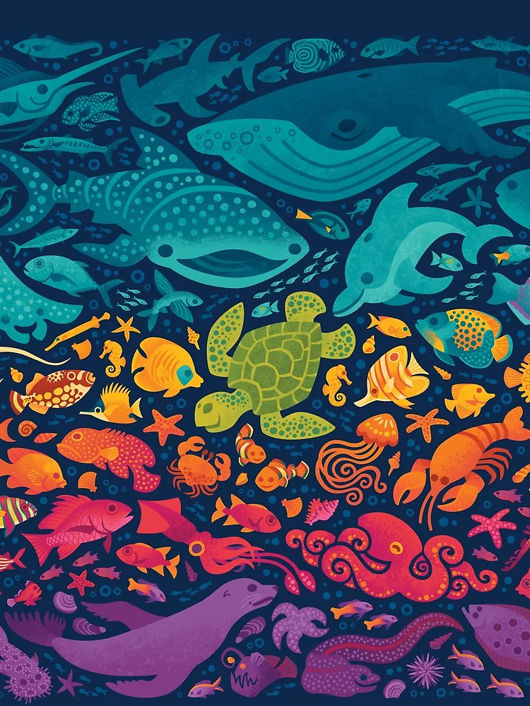 Thumbnail 4 of 4, Graphic T-Shirt, Sea Life Spectrum designed and sold by Wayne Minnis.